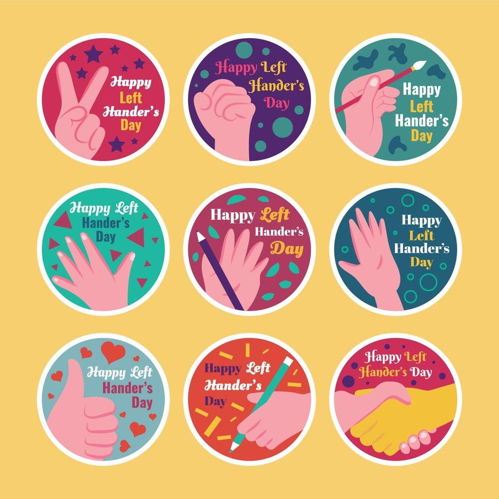 Happy Left Handers Day Sticker Template Set vector