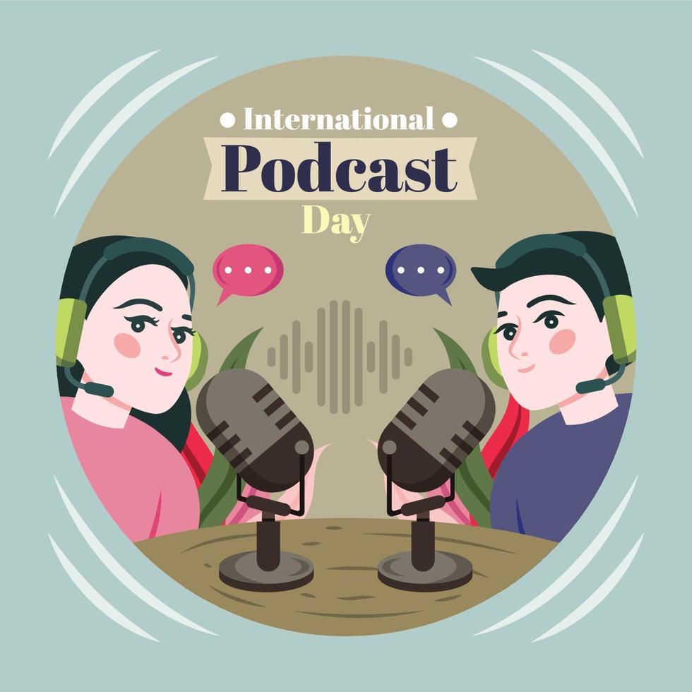 plantilla de fondo del día internacional del podcast vector