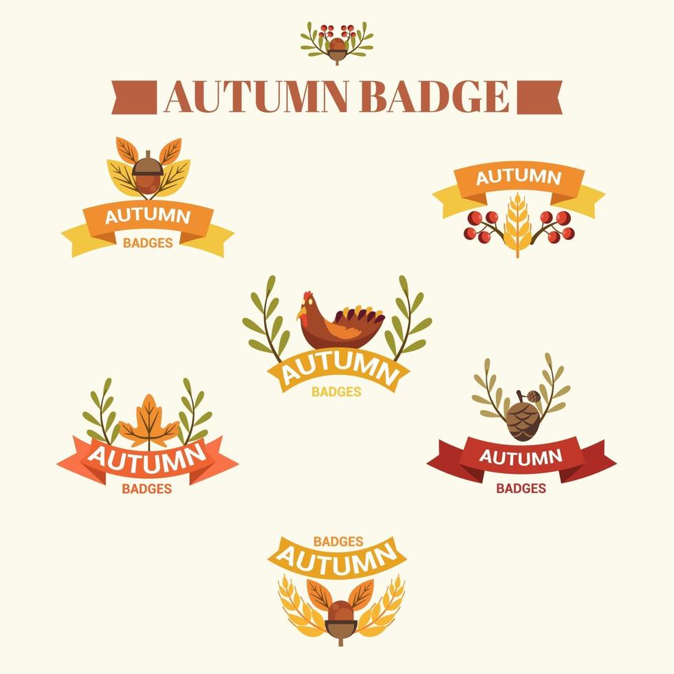 conjunto de iconos de insignias de otoño vector
