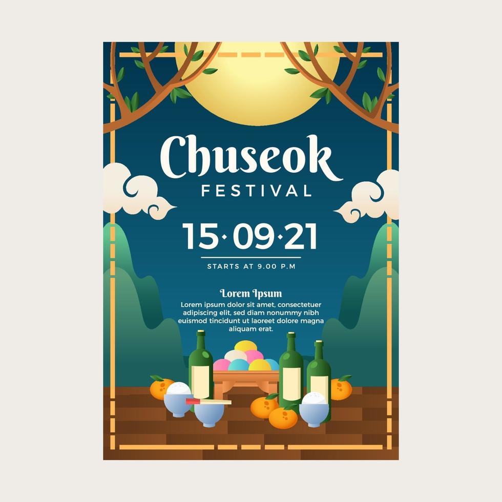 Poster for Chuseok Festival with Moon vector