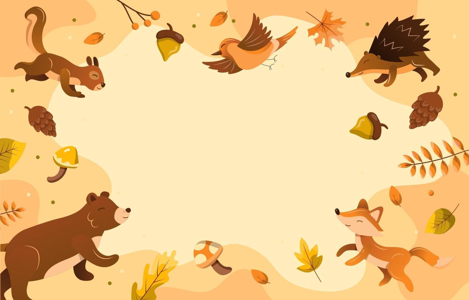 Flora and Fauna Autumn Concept vector