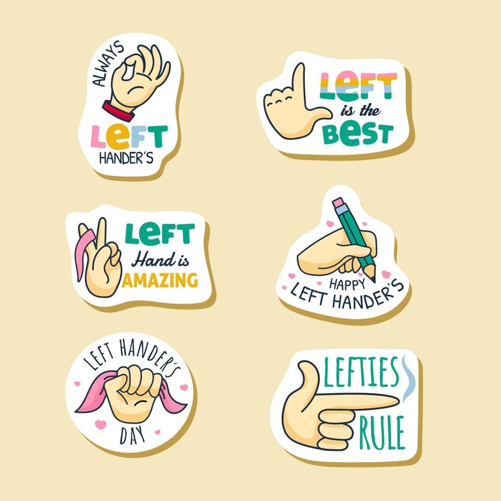 Left Handers Day Sticker Collection vector