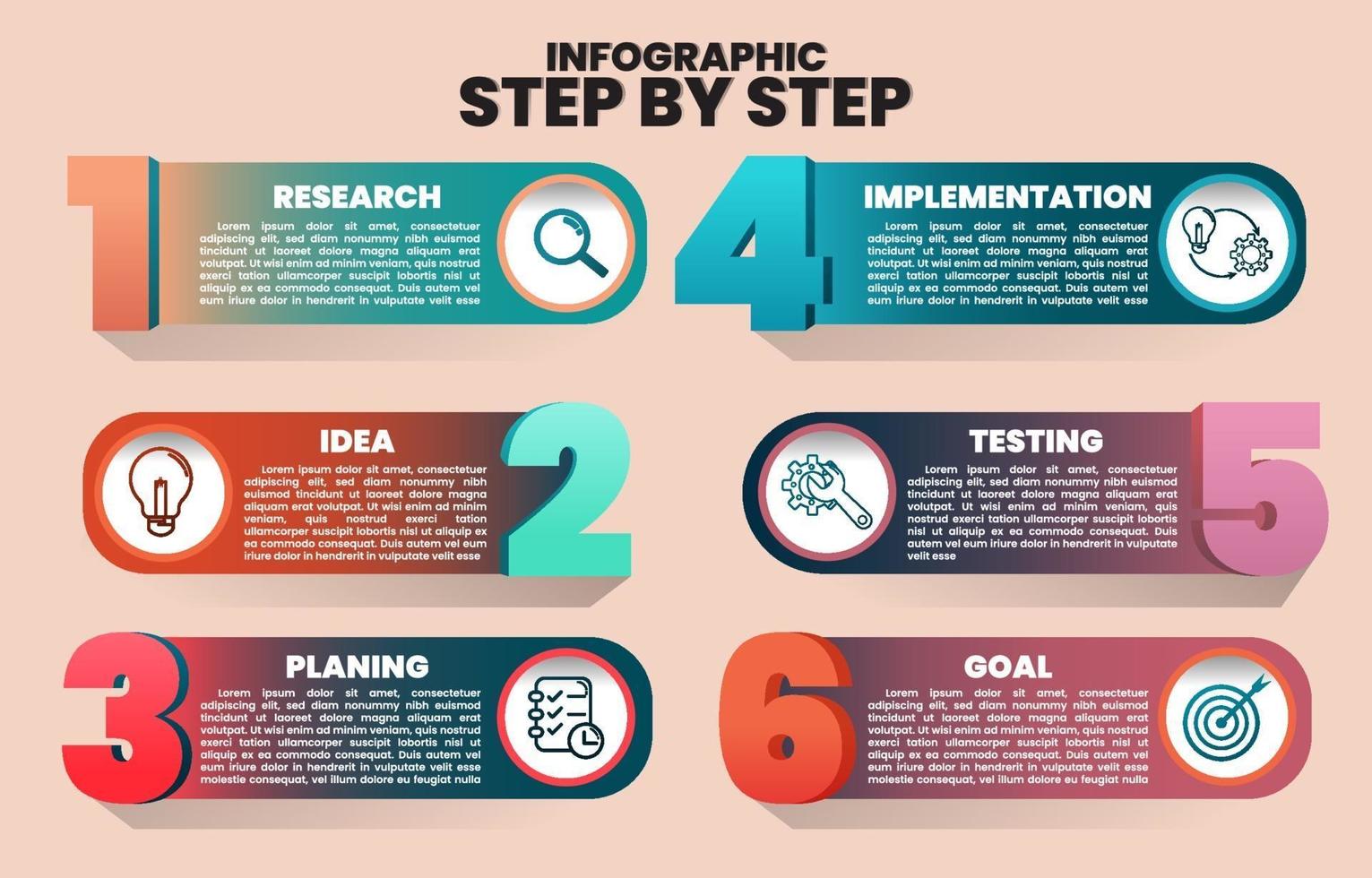 Infographic Step by step from Research to Goal vector