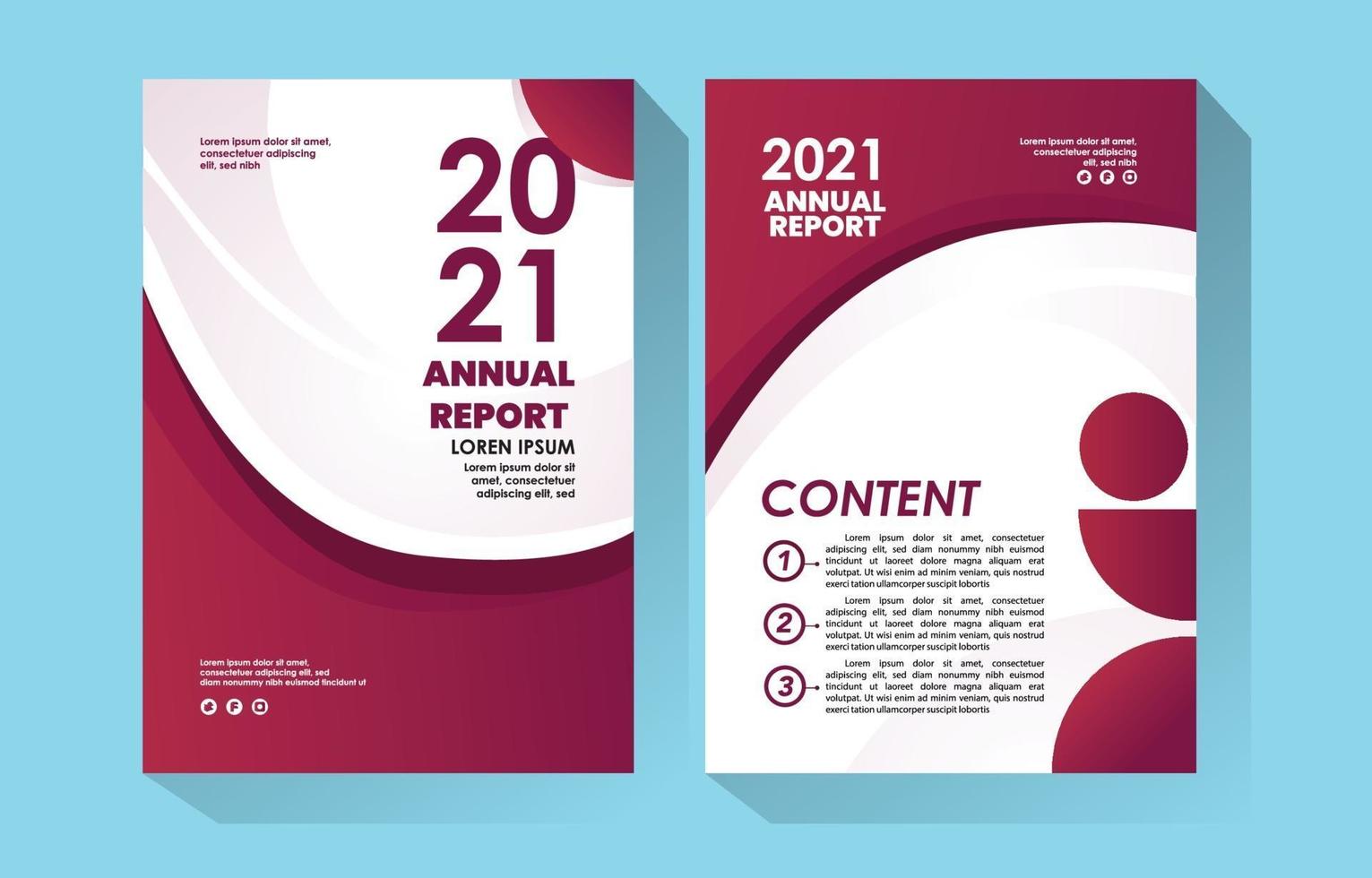 Annual Report 2021 Template with Simple Red Theme vector