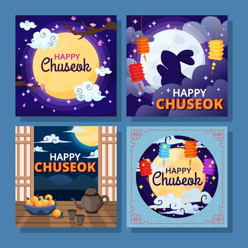 Happy Chuseok Card Collection vector