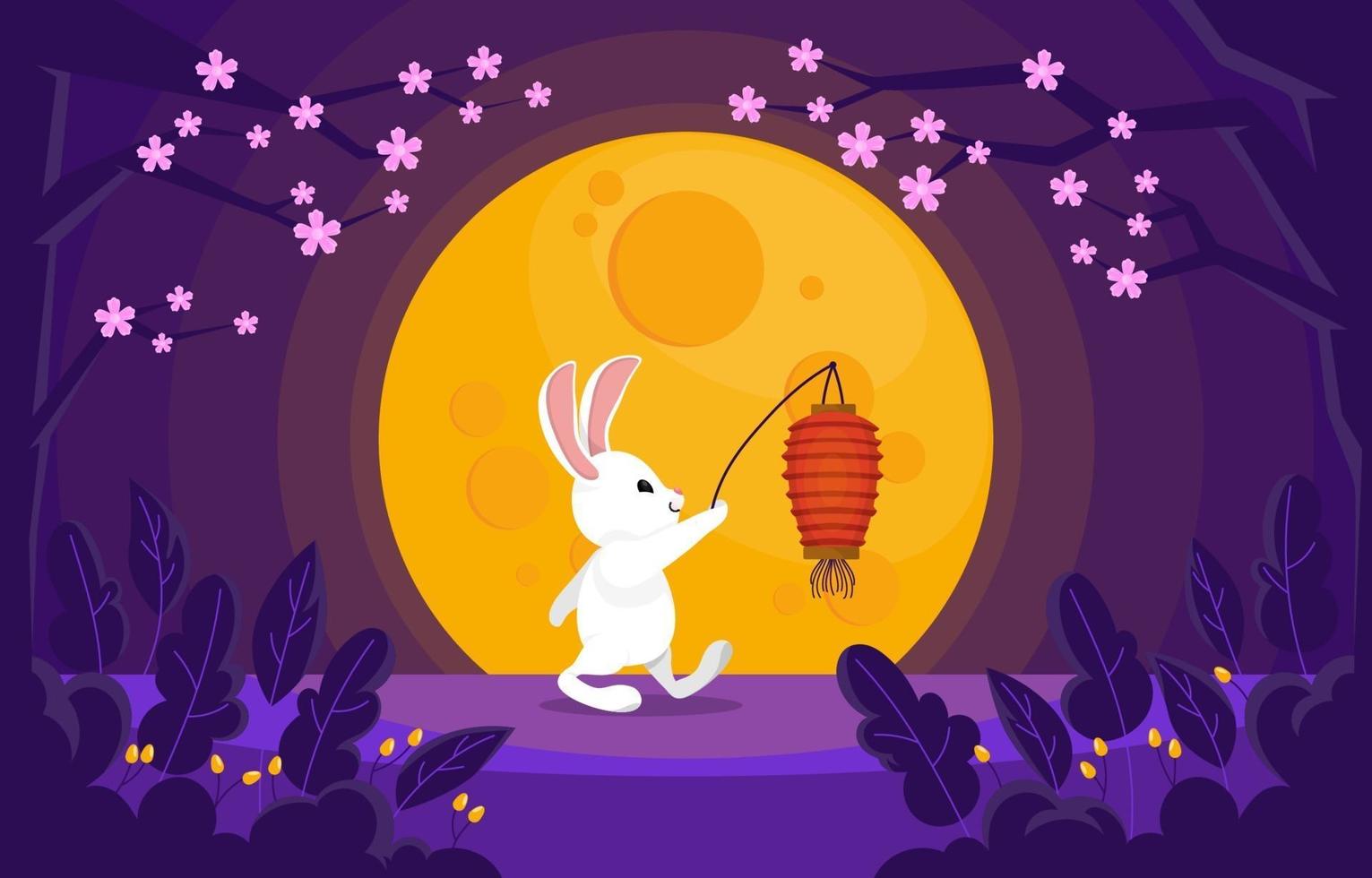 Rabbit With Lantern in Park vector