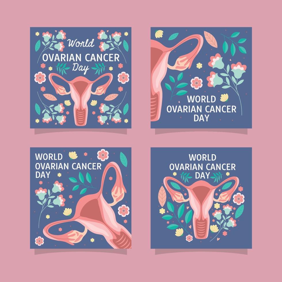 conjunto de tarjetas del día mundial del cáncer de ovario vector