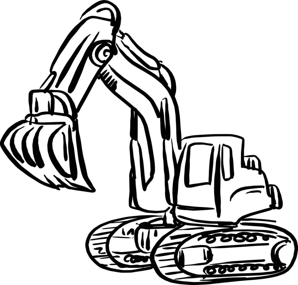 doodle excavator backhoe vector illustration