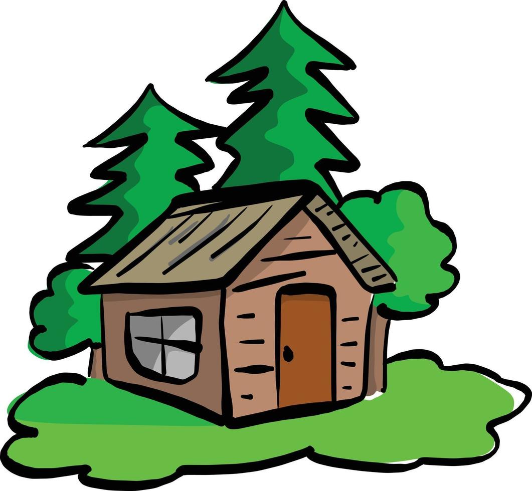 wooden cabin in the woods vector