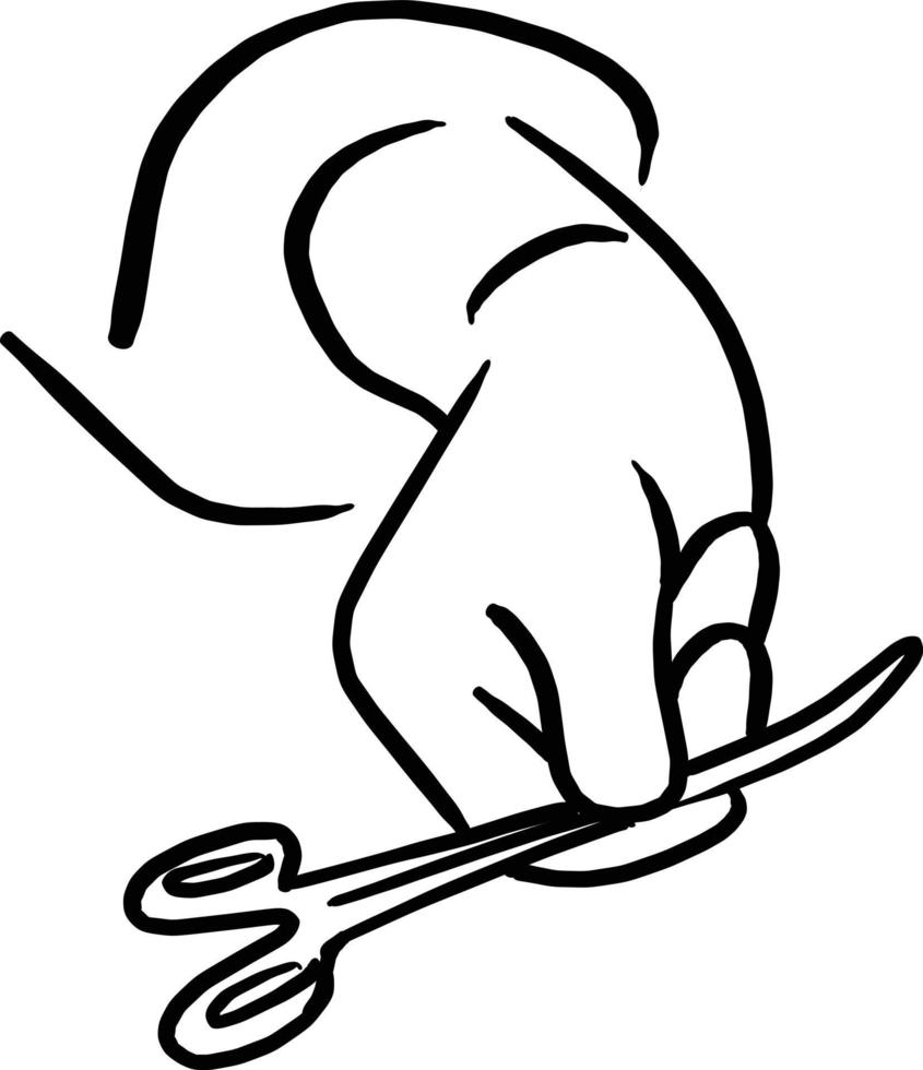 Medical scissors in hand of doctor vector