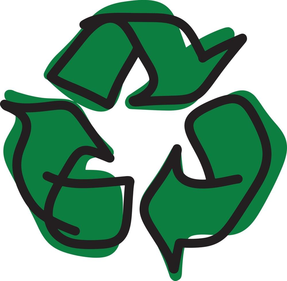 dibujo verde reciclar ilustración vectorial boceto dibujado a mano vector