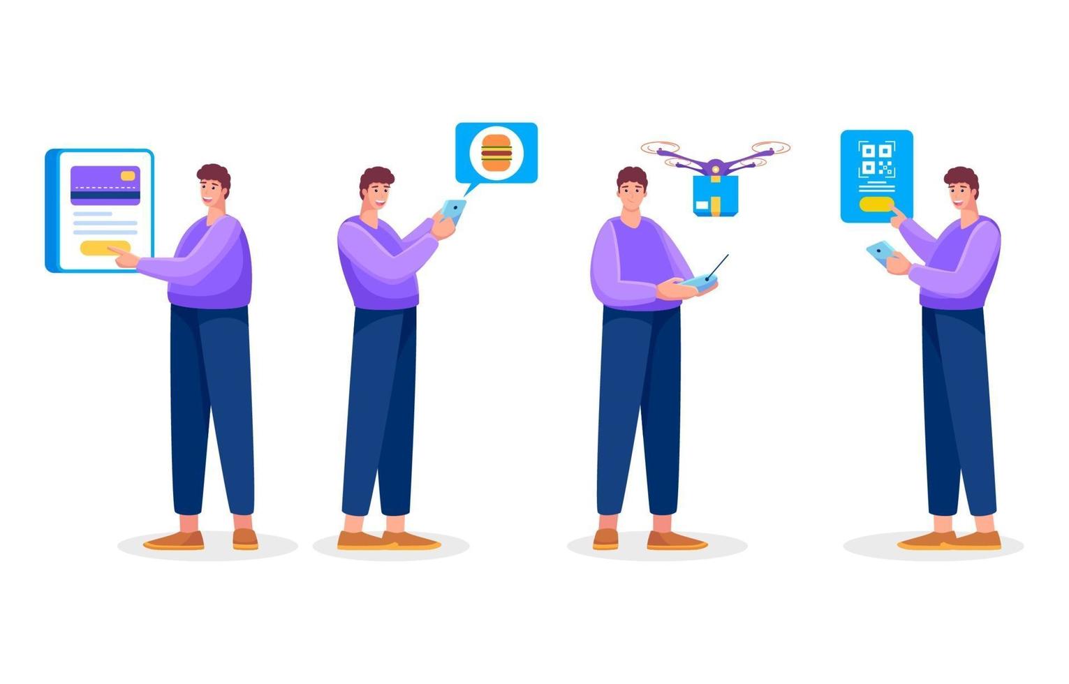personajes de tecnología sin contacto vector
