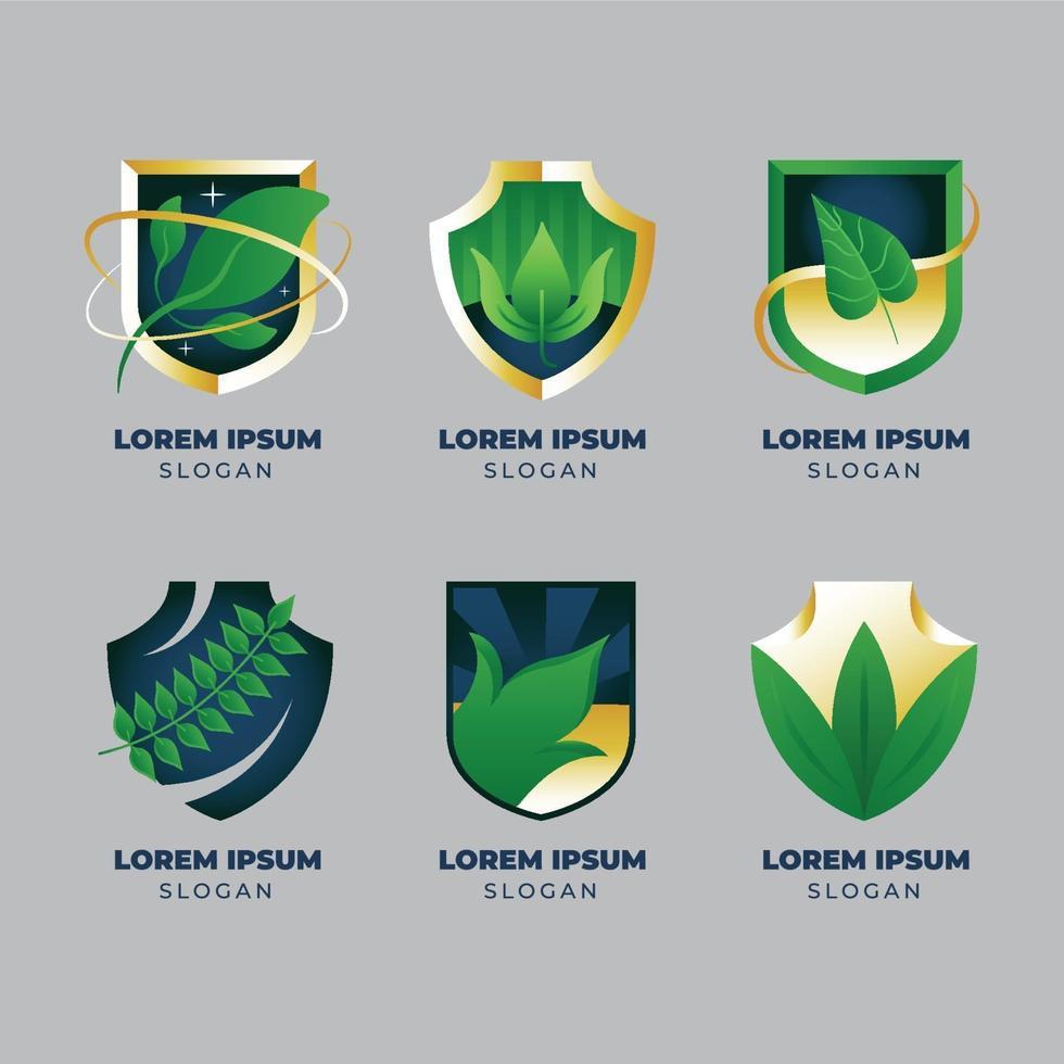 conjunto de plantillas de logotipo de escudo de hoja vector