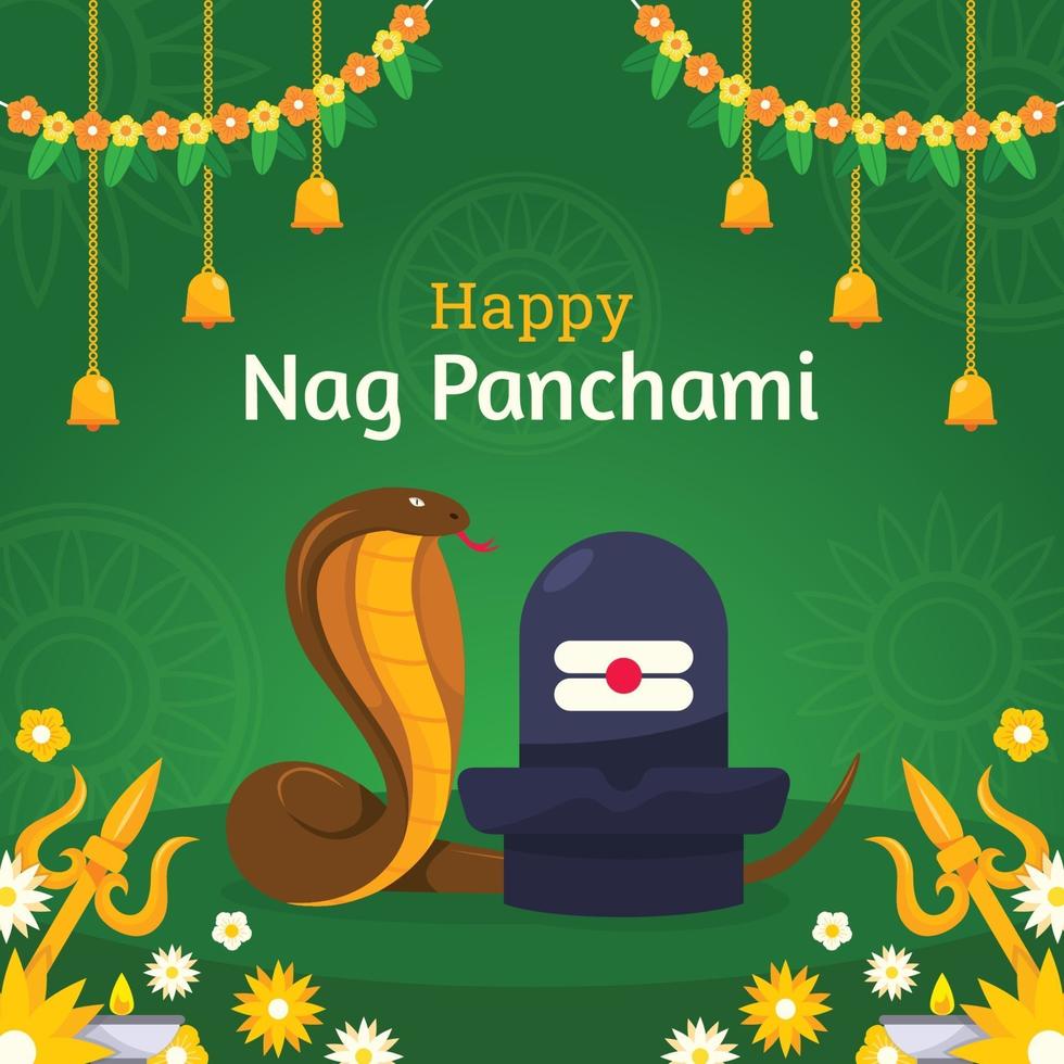 Serpiente dando vueltas en la celebración nag panchami vector