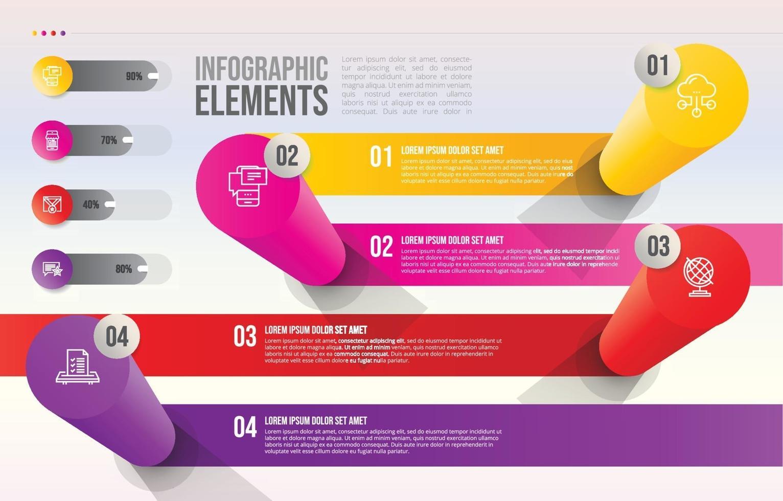 Infographic Step with Gradient Cylinder Shapes vector