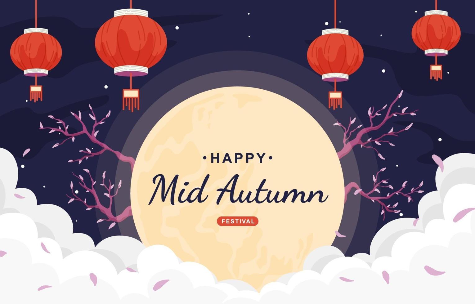 Mid Autumn Festival with Moon and Lantern vector