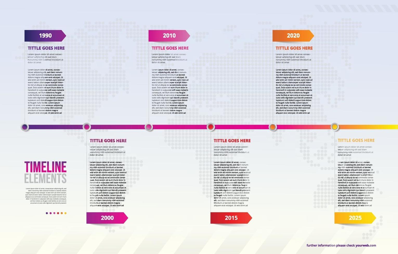 Infographic Timeline with Dotted World Map as Background vector