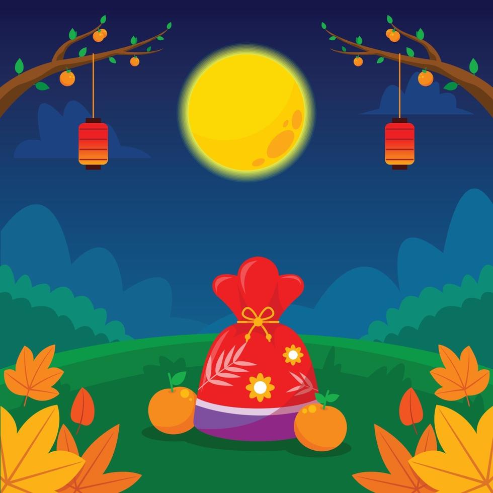 Full Moon Night On Mid Autumn Festival vector