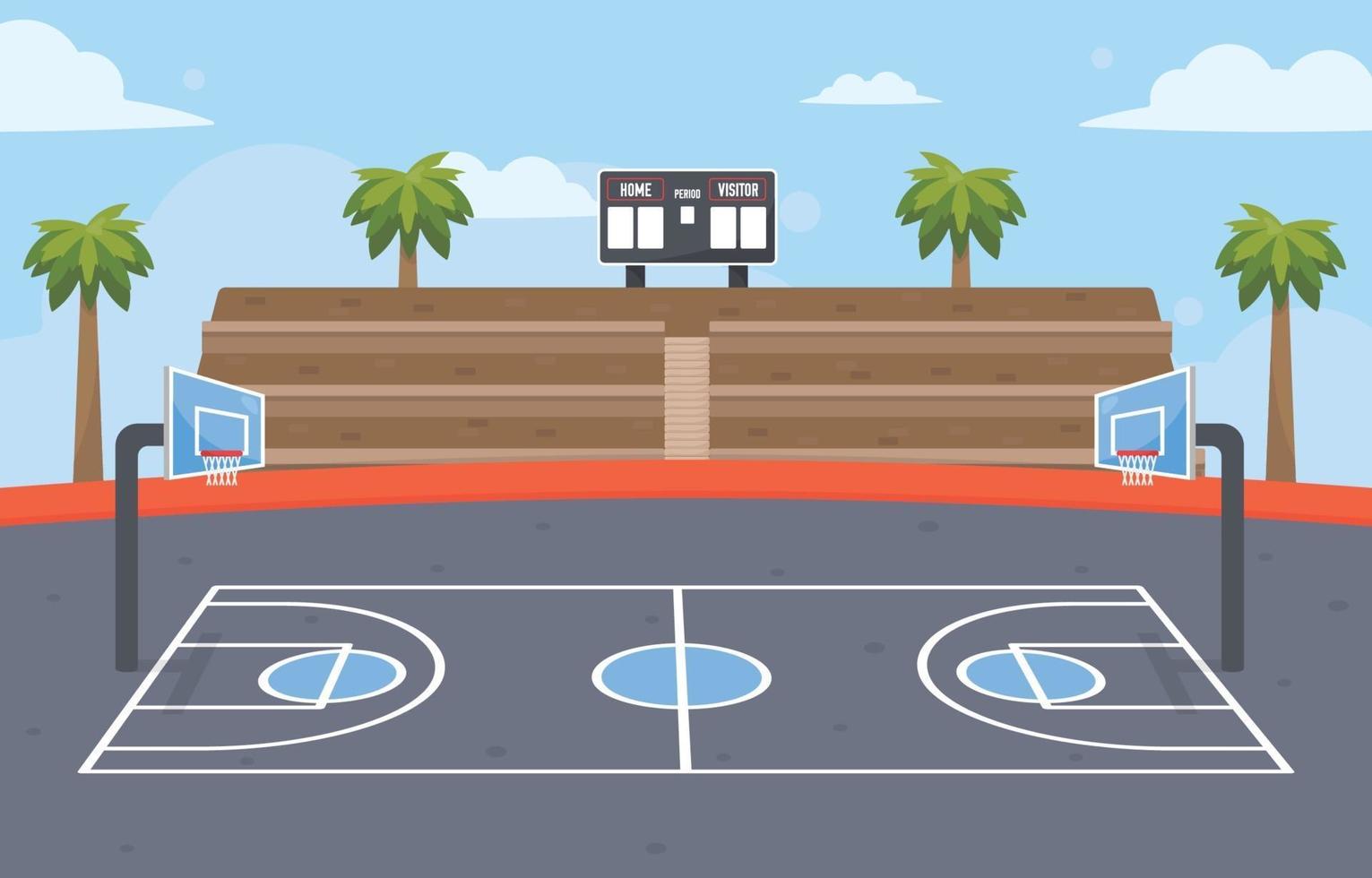 cartoon basketball court