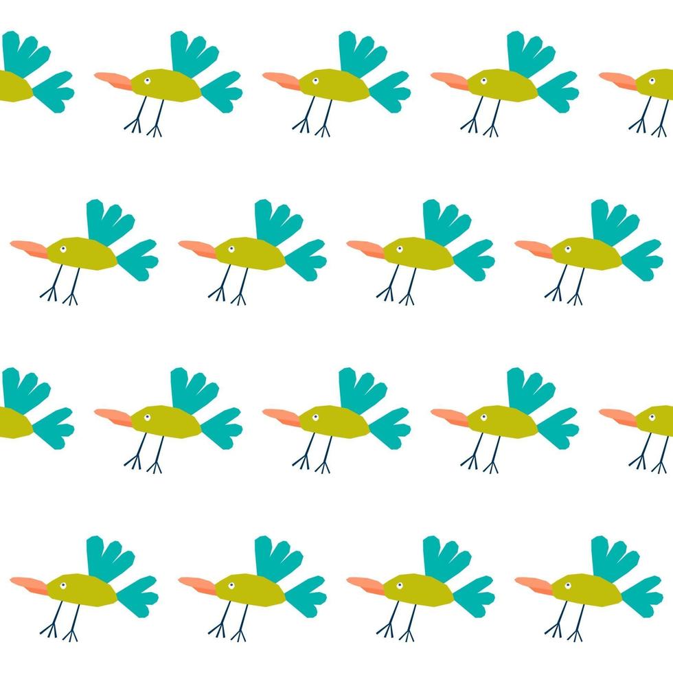 Childrens paper cut seamless pattern background. Bird design vector