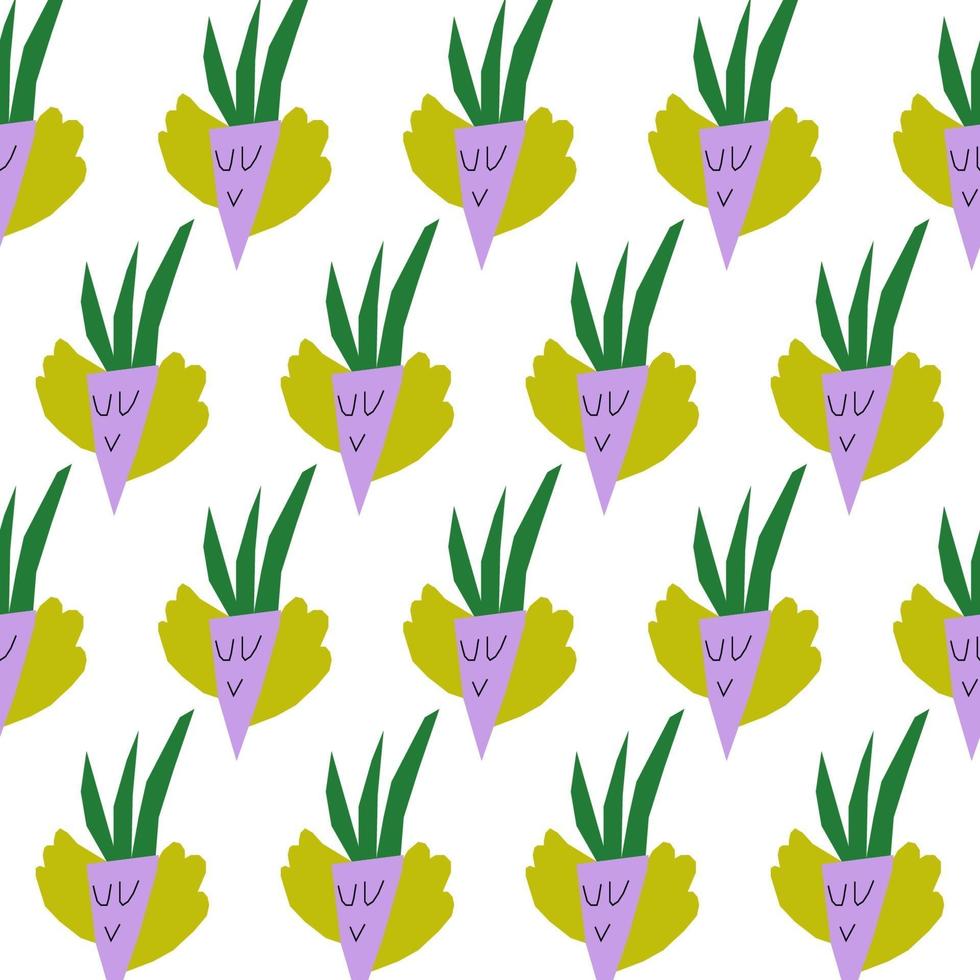 Childrens paper cut seamless pattern background. Vegetable design vector