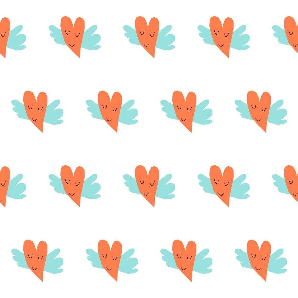 Childrens paper cut seamless pattern background. Heart design vector