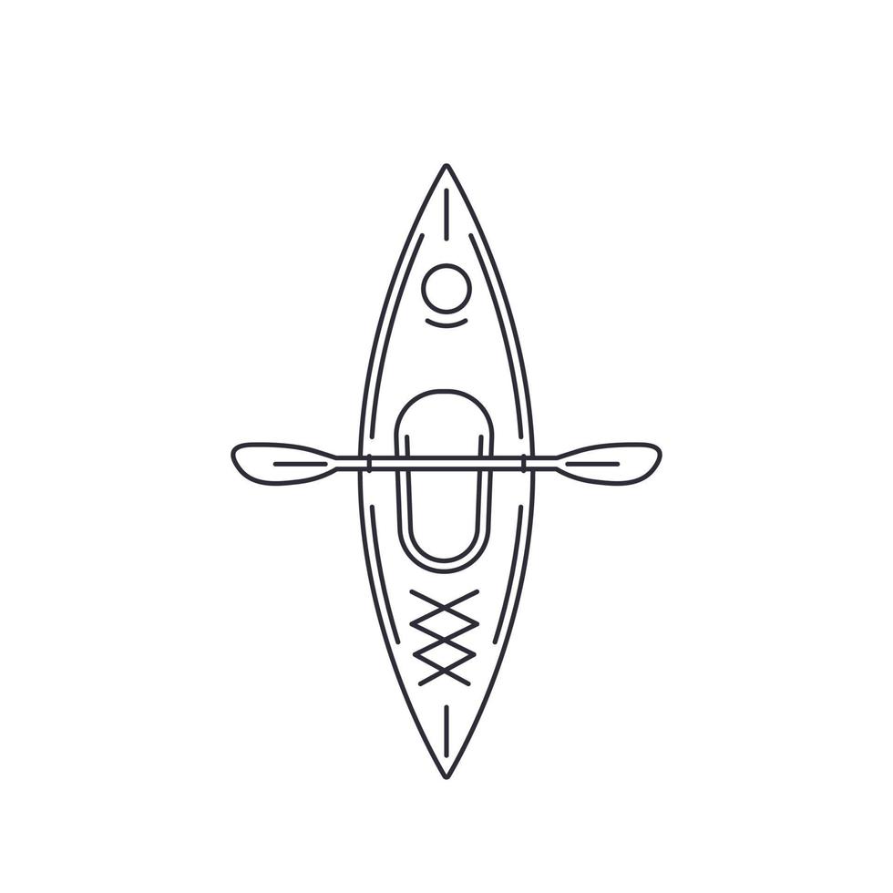Vista superior de kayak, ilustración de vector de estilo de línea