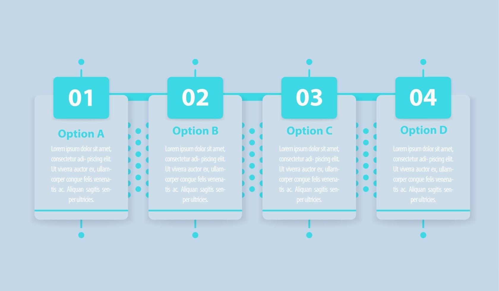 1, 2, 3, 4 pasos, infografías, plantilla de vector de línea de tiempo