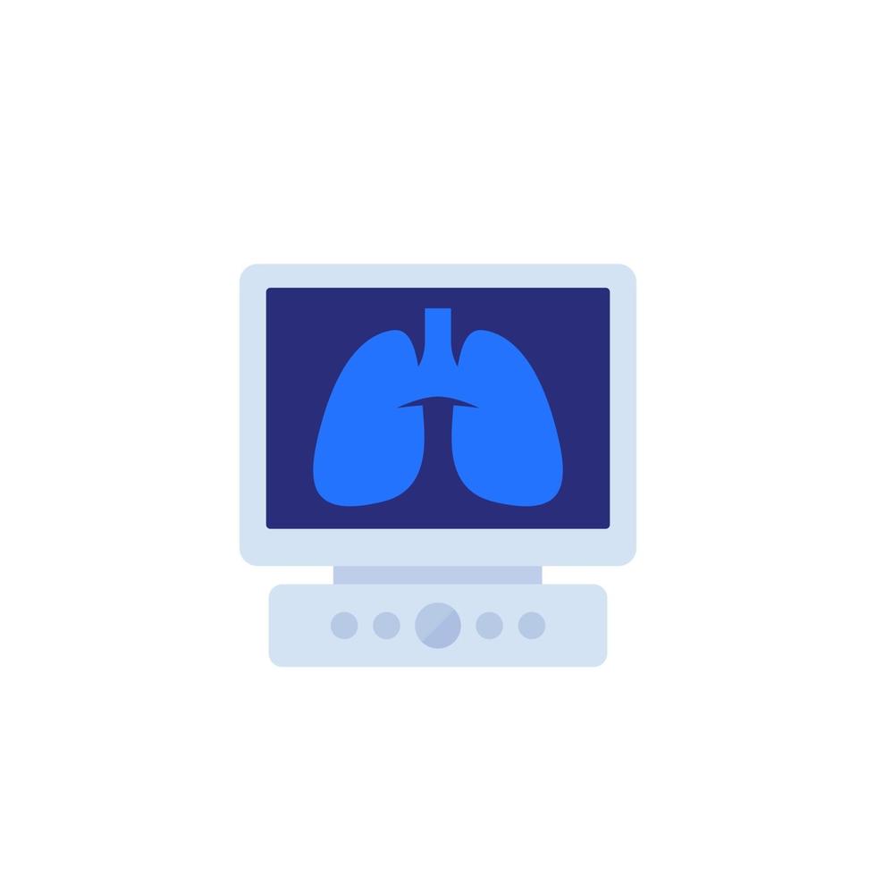 pulmones en el icono de pantalla en blanco vector