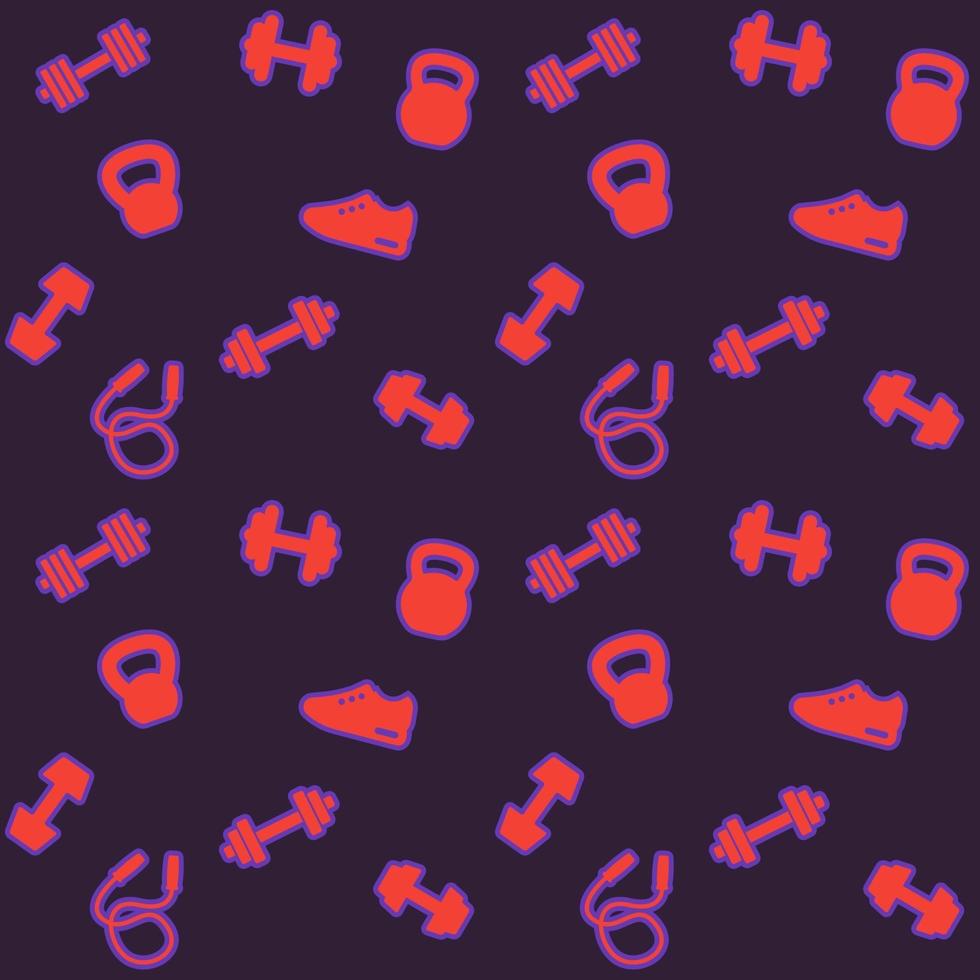 seamless pattern with gym icons, fitness background vector