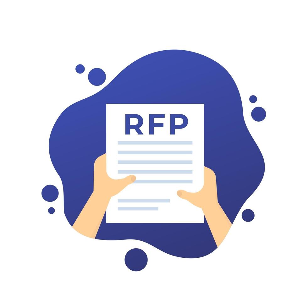 RFP, request for proposal in hands, vector