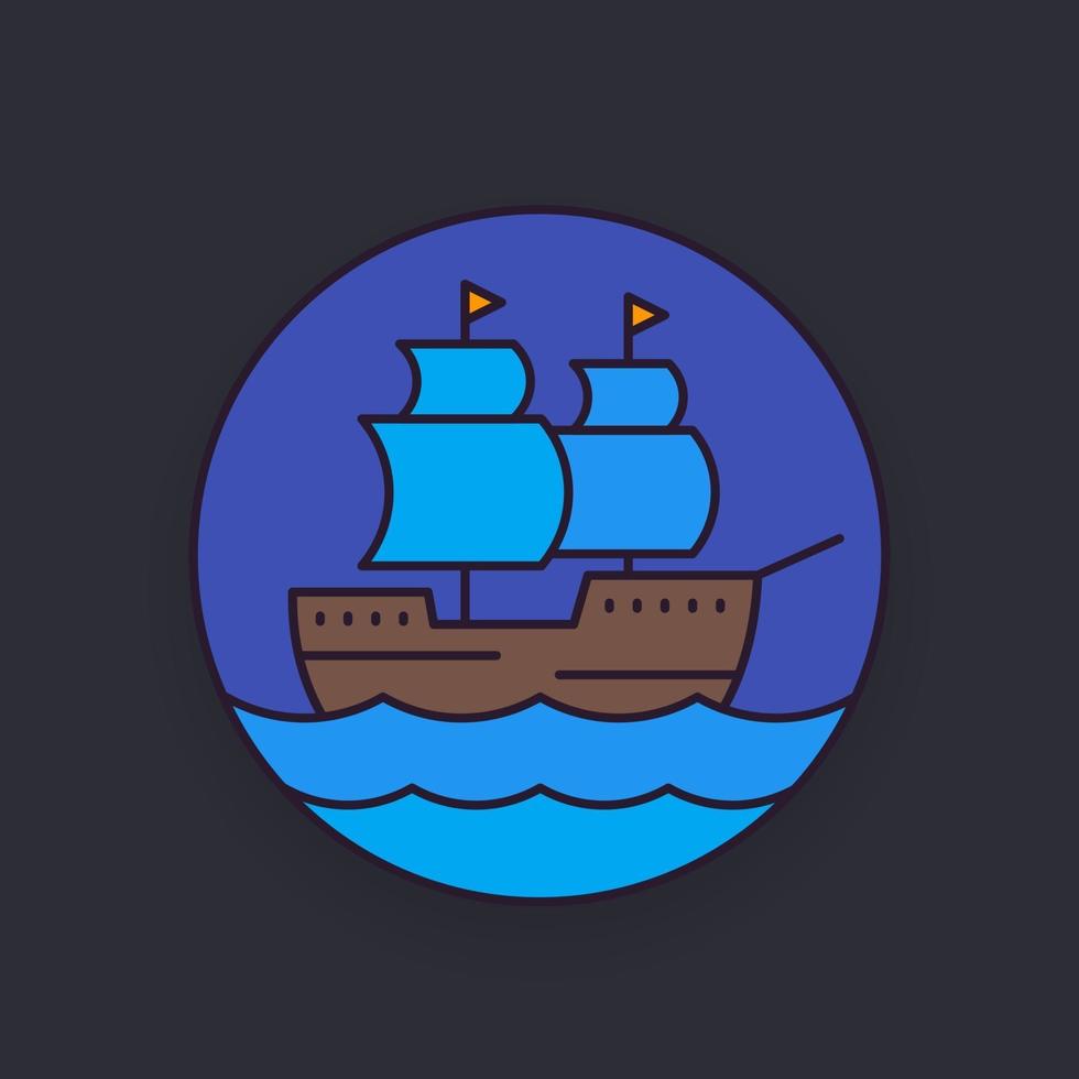 sailing vessel, ship vector illustration