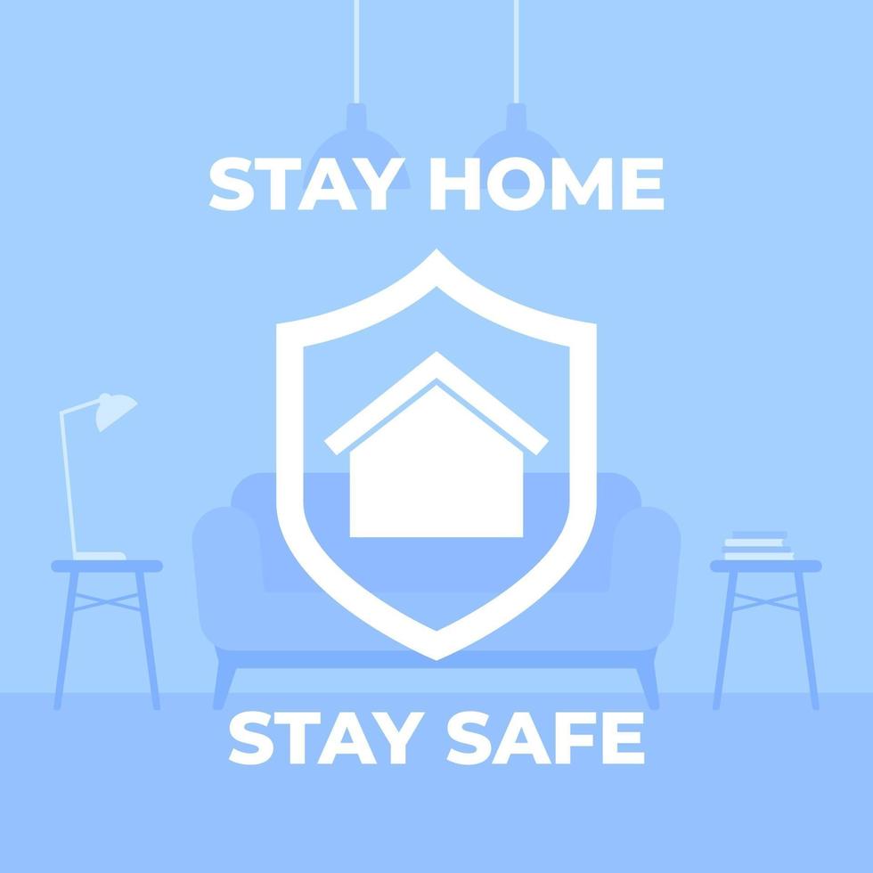 Stay home, stay safe poster, vector