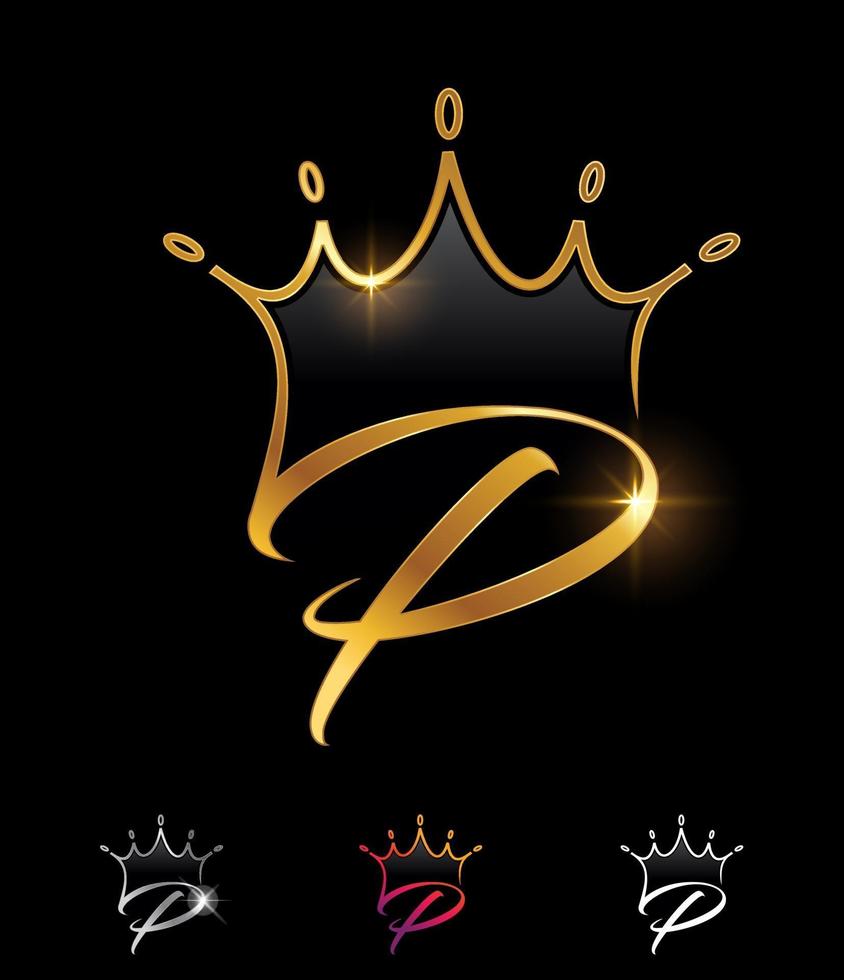 Golden Monogram Crown Initial Letter P 3108098 Vector Art at Vecteezy