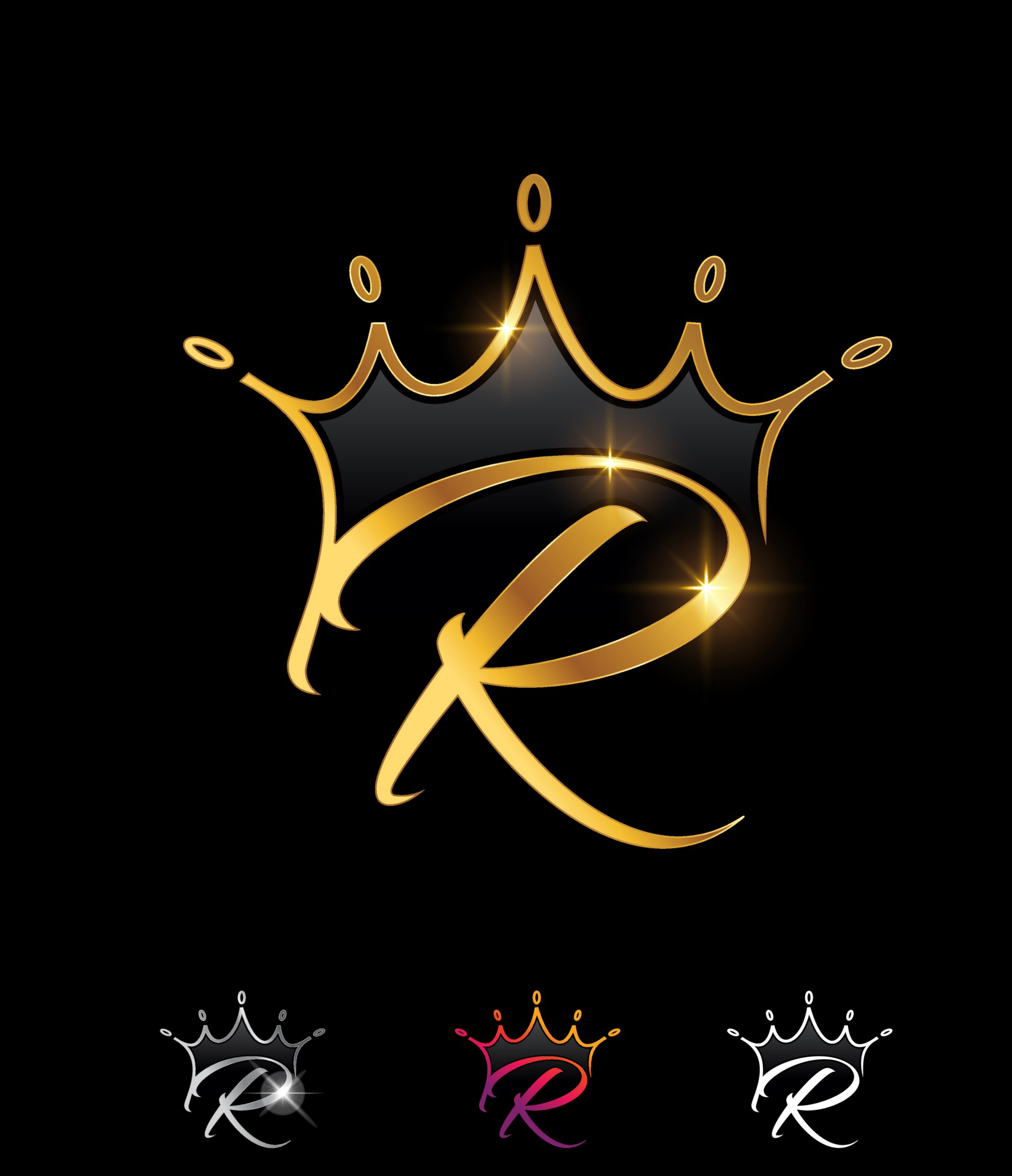 Golden Monogram Crown Initial Letter R 3108099 Vector Art at Vecteezy