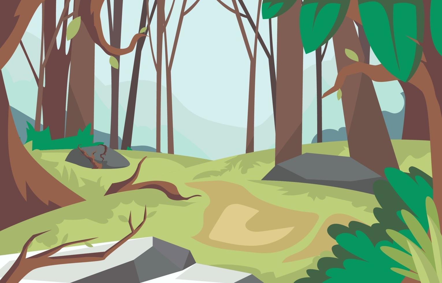 paisaje de bosque de luz diurna vector