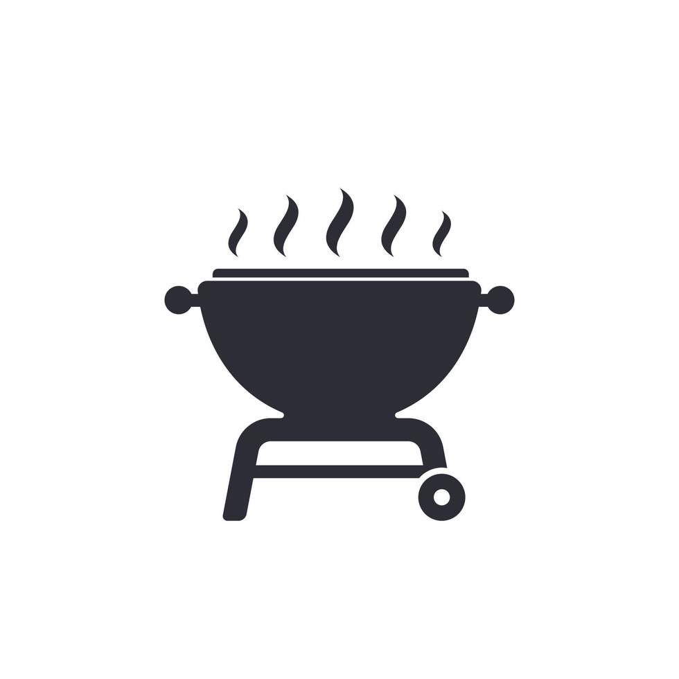 icono de vector de parrilla de barbacoa en blanco