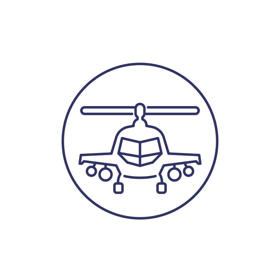 combat helicopter line icon on white vector