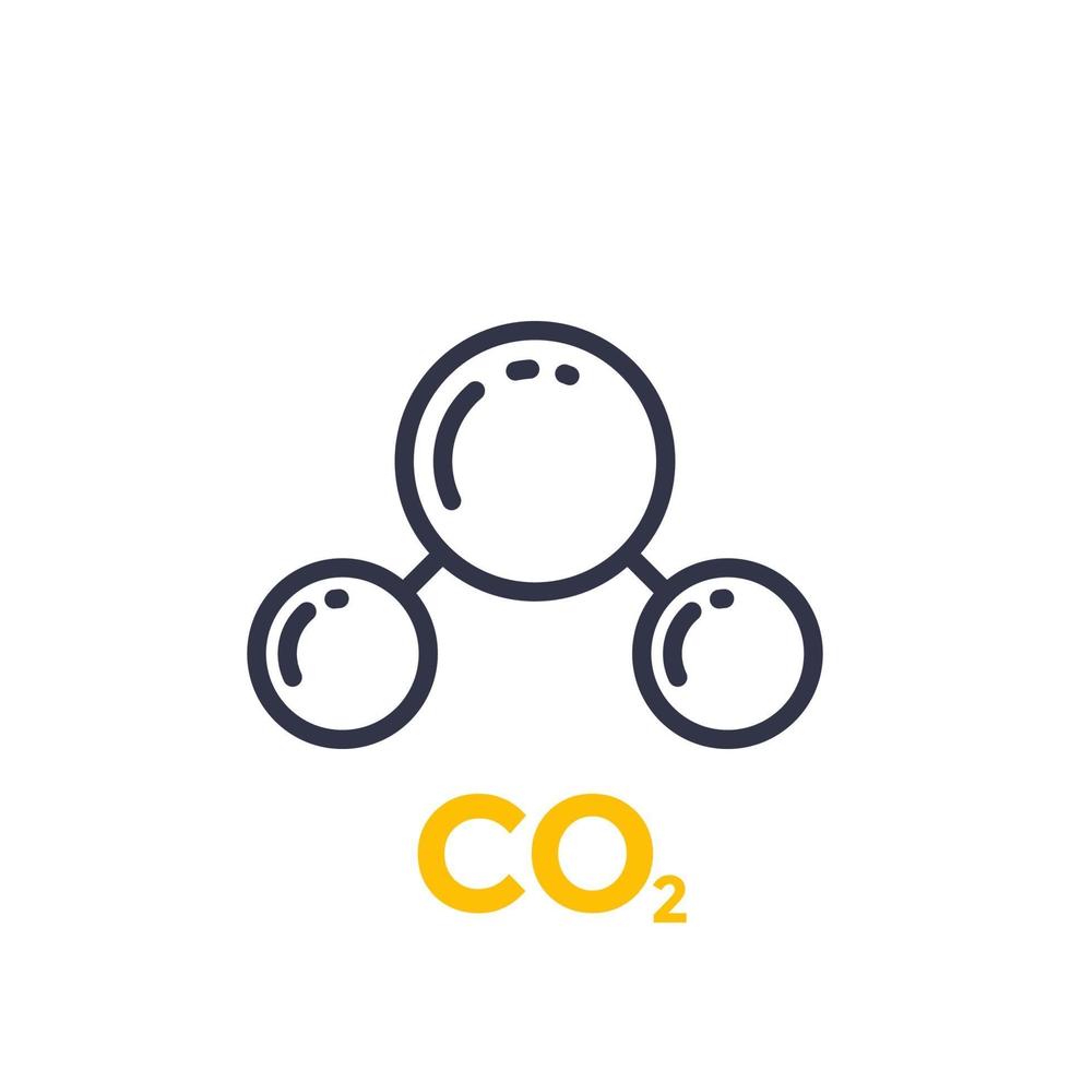 co2 molecule line icon vector