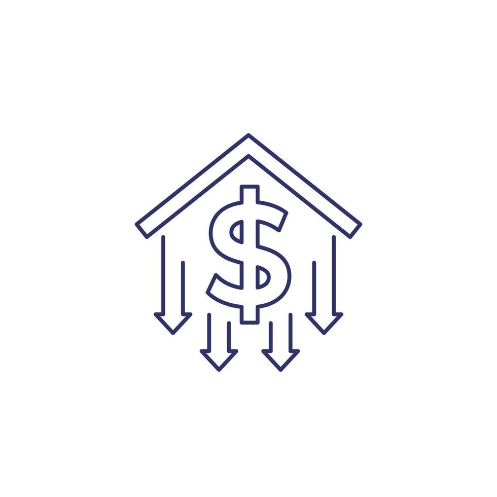 house prices decline line icon vector