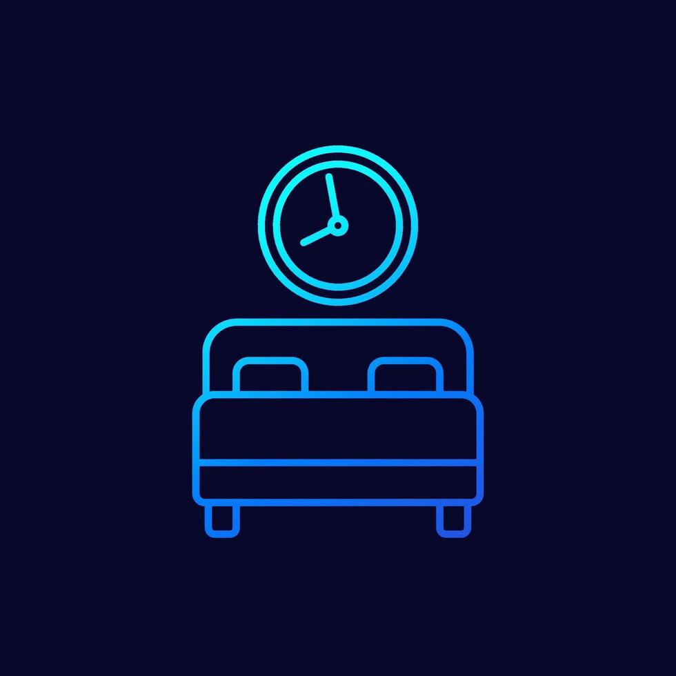 sleeping time line icon with bed vector