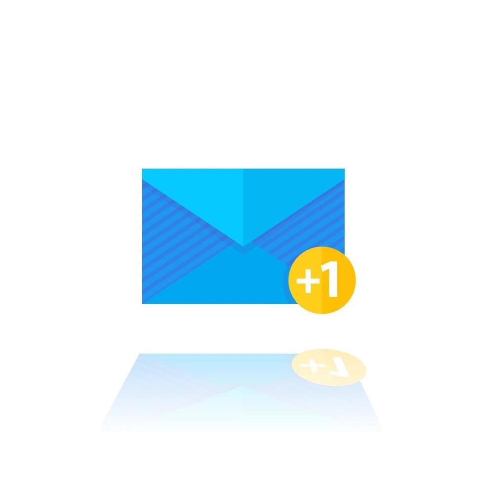 mensaje entrante, icono de correo con notificación, estilo plano vector