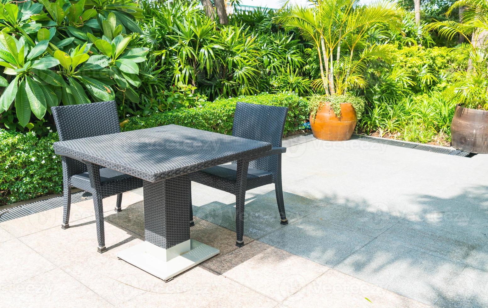 Outdoor patio with  chair and table photo