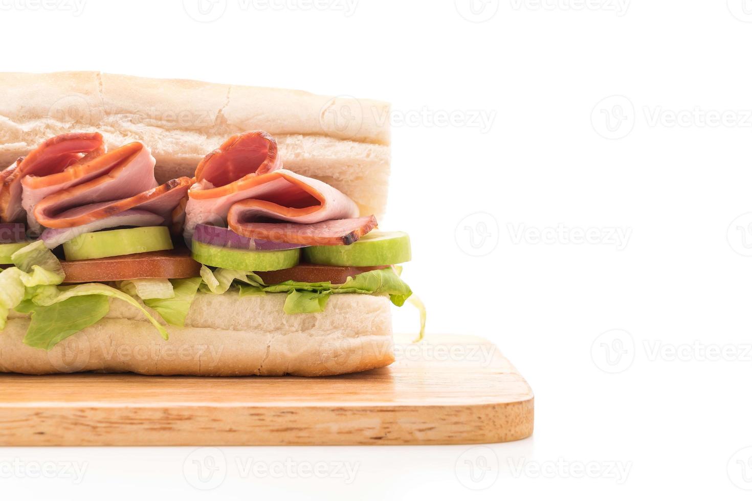 sándwich submarino de jamón y ensalada foto