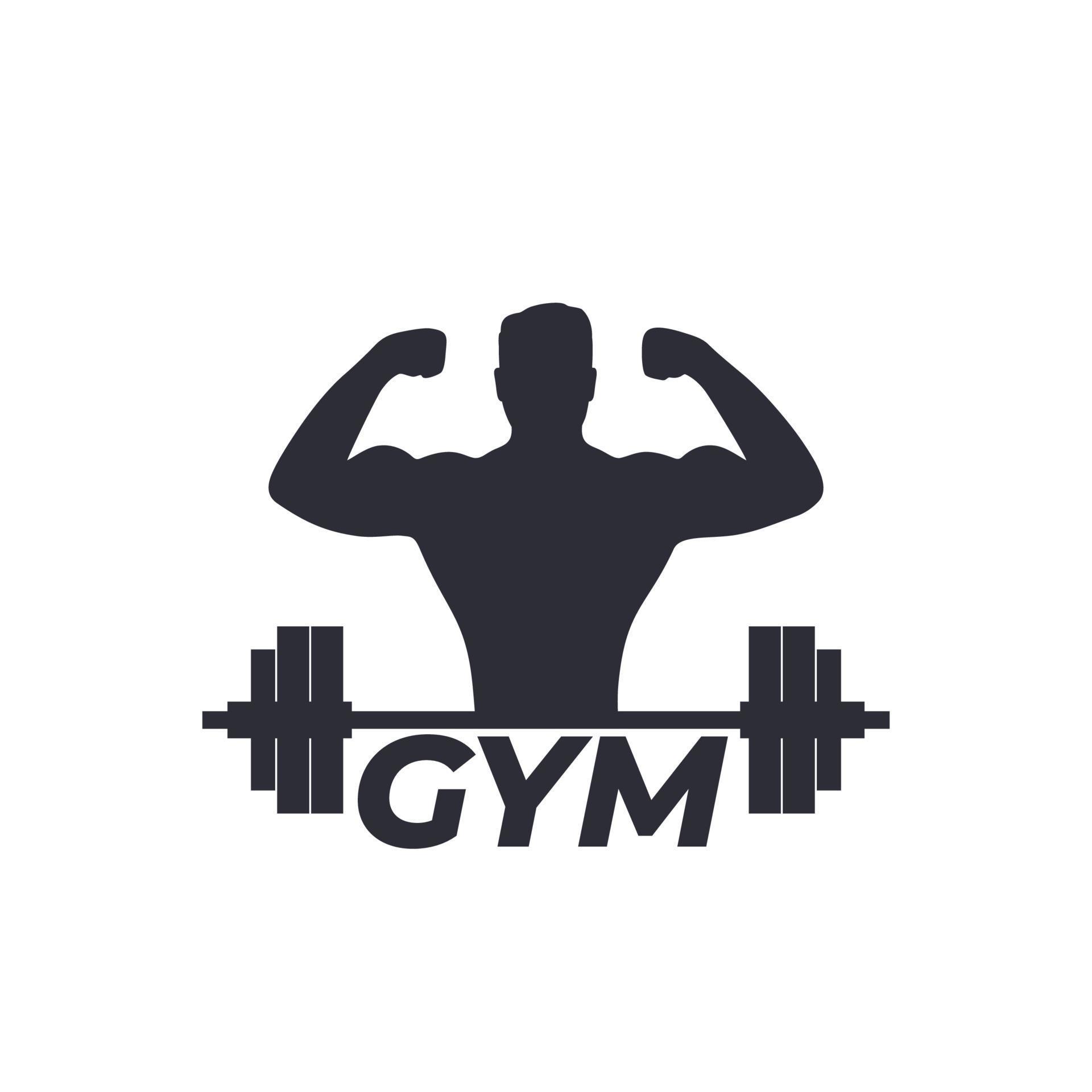 Fitness, gym logo with strong athlete and barbell 3108337 Vector Art at
