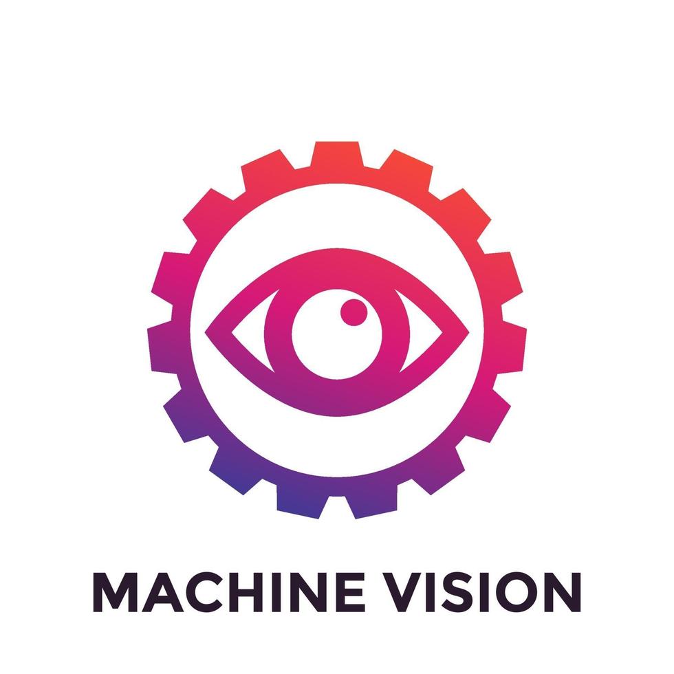 Machine vision icon, computer visual recognition system vector