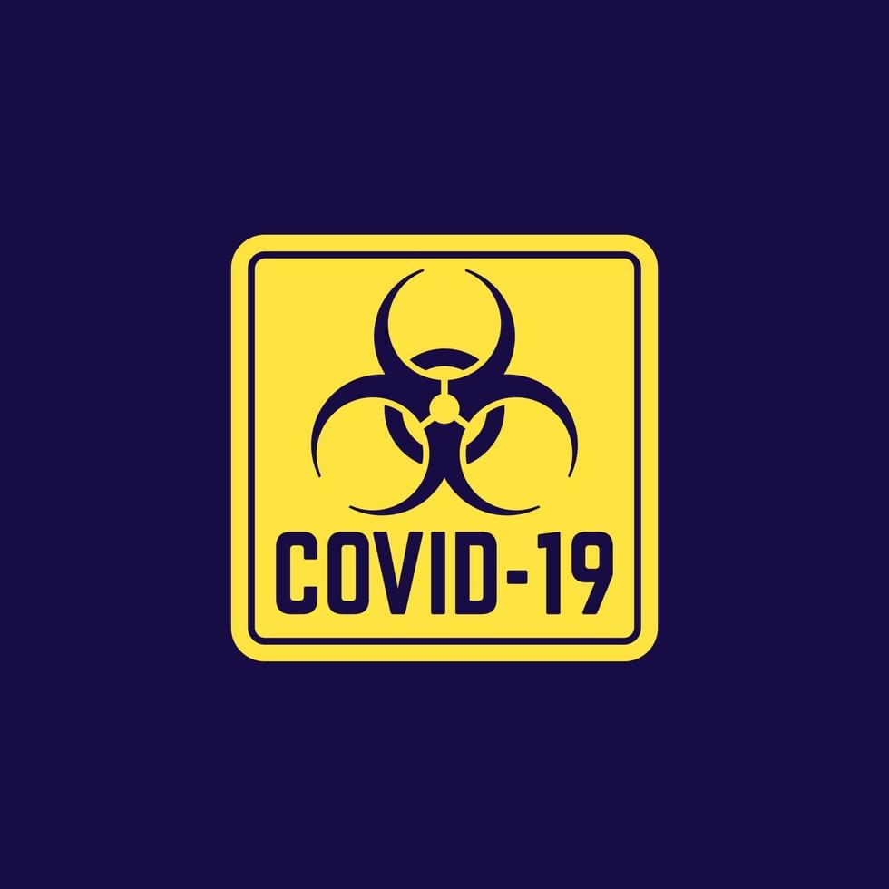 virus covid-19, señal de peligro biológico, vector