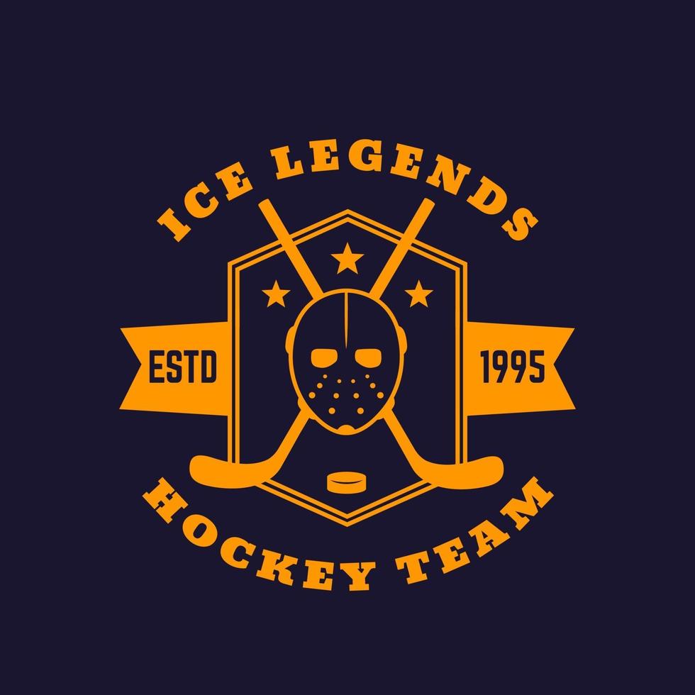 Hockey team vintage emblem, vector print