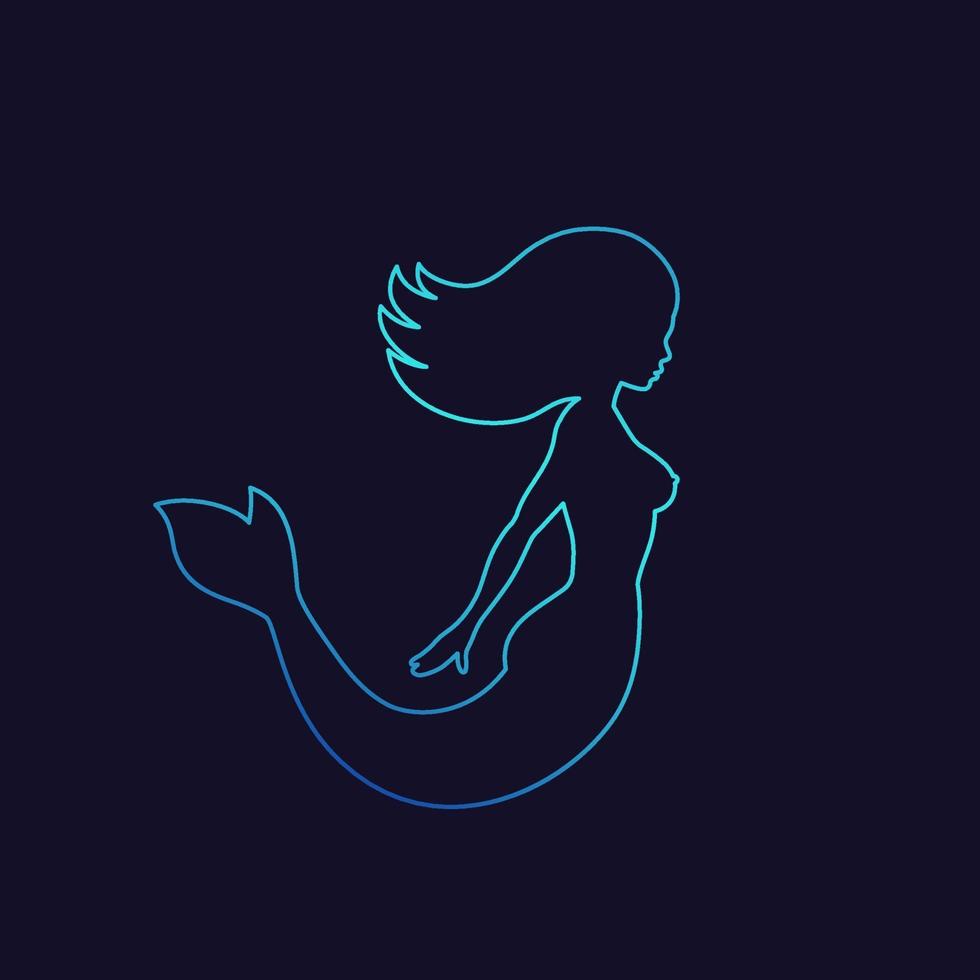 mermaid, line art, vector illustration