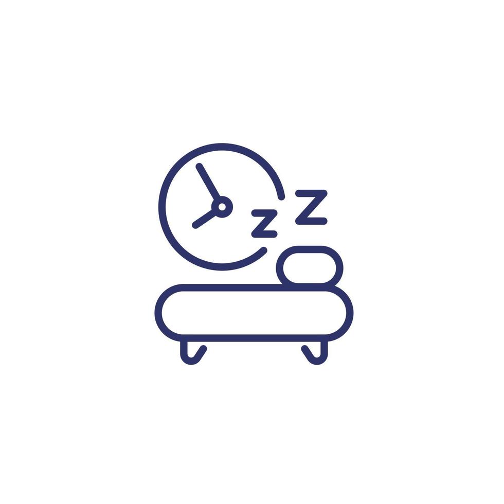 icono de línea de tiempo para dormir en blanco vector